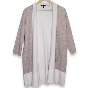 Eileen Fisher Merino Wool, Cashmere Blend 3/4 Sleeve Open Cardigan